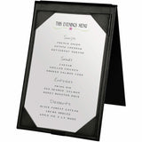 Deflecto Double-Sided A-Frame Table Tent, Support 5" x 7" Media, Black, Leatherette (DEF4440) Each