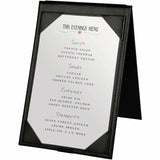 Deflecto Double-Sided A-Frame Table Tent, Support 4" x 6" Media, Black, Leatherette (DEF4439) Each
