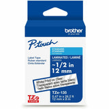 Brother P-touch Genuine TZe135 WHT on CLR Label Tape, Laminated, 12mmX8m, 15/32", Clear, Water Resistant (BRTTZE135G) Each