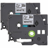 Brother Genuine P-touch TZe2312PK BK on WHT Label Tapes, Laminated, 12mmX8m each, 15/32", White, Water Resistant, 2/Pack (BRTTZE2312PKG) Pack of 2