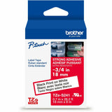 Brother P-touch Genuine TZeS241 BK on WHT Label Tape, Strong Adhesive Lam., 18mmX8m, 45/64", White, Laminated (BRTTZES241G) Each