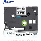 Brother P-touch Genuine TZe141 BK on CLR Label Tape, Laminated, 18mmX8m, 45/64", Clear, Water Resistant (BRTTZE141G) Each