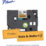 Brother P-touch Genuine TZeB51 BK on FLUOR ORG Label Tape, Laminated, 24mmX5m, x 15/16", Fluorescent Orange (BRTTZEB51G) Each