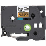 Brother P-touch Genuine TZeB51 BK on FLUOR ORG Label Tape, Laminated, 24mmX5m, x 15/16", Fluorescent Orange (BRTTZEB51G) Each