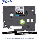 Brother P-touch Genuine TZe315 WHT on BK Label Tape, Laminated, 6mmX8m, 15/64", Black, Water Resistant (BRTTZE315G) Each