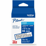 Brother P-touch Genuine TZe161 BK on CLR Label Tape, Laminated, 36mmX8m, 1 27/64", Clear, Water Resistant (BRTTZE161G) Each