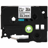 Brother P-touch Tze Label Tape, x 15/16", Matte Silver, Polyethylene Terephthalate (PET), Water Resistant, Laminated (BRTTZES951G) Each