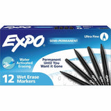 Expo® Vis-a-Vis Wet Erase Marker, Fine Bullet Tip, Black, Dozen (SAN16001A) 1 Dozen
