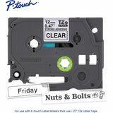 Brother P-touch Genuine TZeS131 BK on CLR Label Tape, Strong Adhesive Lam., 12mmX8m, 15/32", Clear, Laminated (BRTTZES131G) Each