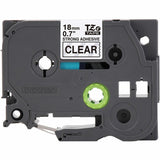 Brother Genuine P-touch TZeS141 BK on CLR Label Tape, Strong Adhesive Lam., 18mmX8m, 45/64", Clear, Laminated (BRTTZES141G) Each
