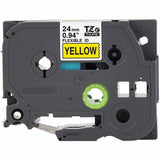 Brother Genuine P-touch TZeFX651 BK on YL Label Tape, Flexible ID Laminated, 24mmX8m, 15/16", Yellow (BRTTZEFX651G) Each