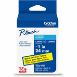 Brother P-touch Genuine TZe651 BK on YL Label Tape, Laminated, 24mmX8m, 15/16", Black On Yellow, Water Resistant (BRTTZE651G) Each