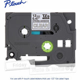 Brother Genuine P-touch TZeS135 WHT on CLR Label Tape, Strong Adhesive Lam., 12mmX8m, x 15/32" x 26 1/5 ft Length (BRTTZES135G) Each