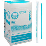 Phade Compostable Straws, 7.8", Polyhydroxyalkanoate (PHA), Caribbean Blue, 375/Box (WCP511180BX) Box of 375