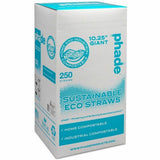 Phade Compostable Straws, 10.3", Polyhydroxyalkanoate (PHA), Caribbean Blue, 250/Box (WCP511179BX) Box of 250