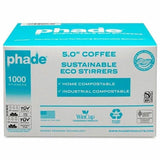 Phade 5" Eco-Stirrers, 5", Polyhydroxyalkanoate (PHA), Caribbean Blue, 1000/Box (WCP511181BX) Box of 1000