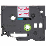 Brother P-touch Genuine TZe232 RD on WHT Label Tape, Laminated, 12mmX8m, x 15/32", White, Water Resistant (BRTTZE232G) Each