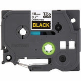 Brother Genuine P-touch TZe344 GLD on BK Label Tape, Laminated, 18mmX8m, 45/64", Black, Water Resistant (BRTTZE344G) Each