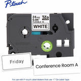 Brother P-touch Genuine TZeFX251 BK on WHT Label Tape, Flexible ID Laminated, 24mmX8m, x 15/16", Black on White (BRTTZEFX251G) Each