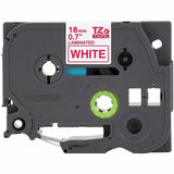 Brother P-touch Genuine TZe242 RD on WHT Label Tape, Laminated, 18mmX8m, 45/64", White, Water Resistant (BRTTZE242G) Each