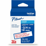 Brother P-touch Genuine TZe242 RD on WHT Label Tape, Laminated, 18mmX8m, 45/64", White, Water Resistant (BRTTZE242G) Each
