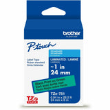 Brother Genuine P-touch TZe751 BK on GRN Label Tape, Laminated, 24mmX8m, 15/16", Green, Water Resistant (BRTTZE751G) Each