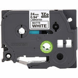 Brother Genuine P-touch TZeM251 BK on WHT Label Tape, Premium Matte Laminated, 24mmX8m, 15/16", Matte White (BRTTZEM251G) Each