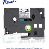 Brother Genuine P-touch TZe145 WHT on CLR Label Tape, Laminated, 18mmX8m, 45/64", Clear, Water Resistant (BRTTZE145G) Each