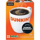 Dunkin' K-Cup Midnight Coffee, 0.3 oz Per Box, Dark, 22 K-Cup, Kosher, 4/Carton (GMT0316CT) Case of 88