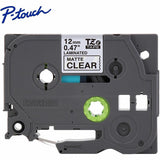 Brother Genuine P-touch TZeM31 BK on CLR Label Tape, Premium Matte Laminated, 12mmX8m, 15/32", Matte Clear (BRTTZEM31G) Each