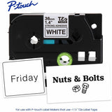 Brother Genuine P-touch TZeS261 BK on WHT Label Tape, Strong Adhesive Lam., 36mmX8m, 1 27/64", White, Laminated (BRTTZES261G) Each