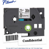 Brother Genuine P-touch TZeSE4 BK on WHT Tamper-Evident Label Tape, Laminated, 18mmX8m, 45/64", White (BRTTZESE4G) Each