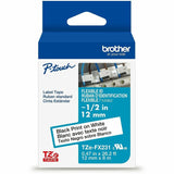 Brother P-touch Genuine TZeFX231 BK on WHT Label Tape, Flexible ID Laminated, 12mmX8m, x 15/32", White, Polyester (BRTTZEFX231G) Each