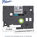 Brother P-touch Genuine TZeFX231 BK on WHT Label Tape, Flexible ID Laminated, 12mmX8m, x 15/32", White, Polyester (BRTTZEFX231G) Each