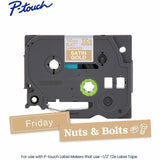 Brother Genuine P-touch TZeMQ835 WHT on SATIN GLD Label Tape, Laminated, 12mmX5m, 15/32", Satin Gold (BRTTZEMQ835G) Each
