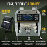 Kolibri KBR-1500 V2 Mixed Bill Counter, Counts @ 1200 bills/min, Gray (CDAKBR1500V2) Each