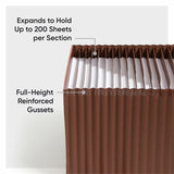 Smead TUFF Letter Expanding File, 8½" x 11", 4200 Sheets Capacity, Assorted Tab Position, Brown, 21 Pocket, 20 Divider (SMD73786) Each