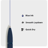 U Brands Monterey Retractable Ballpoint Pen, Blue Ink, Midnight Blue Barrel, 1 mm Bold Pen Point (UBR7129U0424) Each