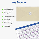 Avery Matte White Square Labels, x 1" x 1", 1200 Total Label(s), Inkjet, Laser, 48/Sheet, 1200/Pack (AVE05658) Pack of 1200