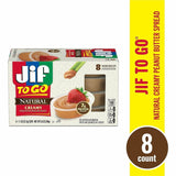 Jif To-Go Creamy Natural Peanut Butter Cups, 1.10 oz, 8/Pack (SMU99266) Pack of 8