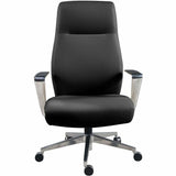 Lorell Fuerte Executive/Conference High-Back Chair with Polished Aluminum Arms, High Back, Black (LLR63305) Each