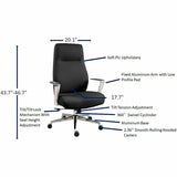 Lorell Fuerte Executive/Conference High-Back Chair with Polished Aluminum Arms, High Back, Black (LLR63305) Each