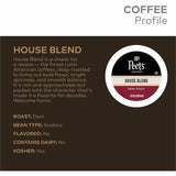 Peet's K-Cup House Blend Coffee, Dark, 22 K-Cup, 4/Carton (GMT2410CT) Case of 88