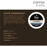 Peet's K-Cup Cafe Domingo Coffee, Medium, 22 K-Cup, 4/Carton (GMT2404CT) Case of 88