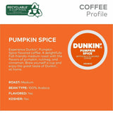 Dunkin' Donuts Donuts K-Cup Pumpkin Spice Coffee, Medium, 22 K-Cup, 4/Carton (GMT7596CT) Case of 88