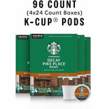 Starbucks K-Cup Decaf Pike Place Roast Coffee, American, Medium, 24 K-Cup, 4/Carton (SBK12434952CT) Case of 96