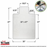 Floortex Cleartex TrYlok Chair Mat, 47" x 35", Clear, Carpeted Floor, Chair, Indoor, Low Pile, Lipped (FLRNRCMFLVT0003) Each