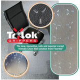 Floortex Cleartex TrYlok Chair Mat, 53" x 45", Clear, Carpeted Floor, Chair, Indoor, Low Pile, Lipped (FLRNRCMFLVT0004) Each
