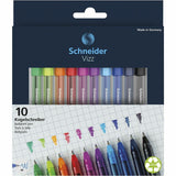 Schneider Vizz Ballpoint Pens, Black, Red, Blue, Midnight Blue, Light Blue, Green, Light Green, Violet, Pink, Orange Ink (RED102290) Each