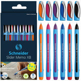Schneider Slider Memo XB Ballpoint Pen, Black, Red, Blue, Violet, Pink, Orange Ink, Rubberized Barrel, Stainless Steel Tip (RED150296) Each